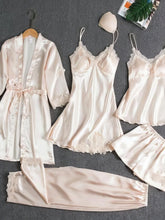 5-teiliges Pyjama-Set aus Seide