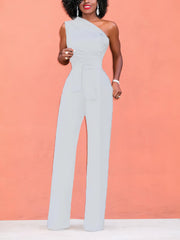 Einfarbiger, ärmelloser One-Shoulder-Overall