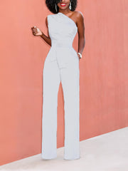 Einfarbiger, ärmelloser One-Shoulder-Overall
