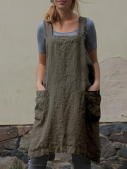 Solid Home Service Loose Short Dress With Pocket - Bare - A-Line - Square - Tube