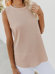 Ärmelloses Top mit Rundhalsausschnitt in Uni