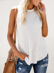 Ärmelloses Top mit Rundhalsausschnitt in Uni