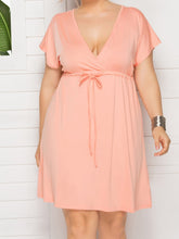 Vestido liso sin mangas con escote en V profundo y cintura elástica