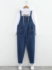 Gerade Plus Size Curve Jeans-Overalls in dunkler Waschung
