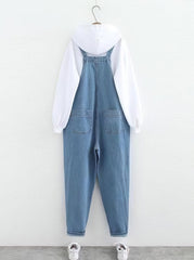 Gerade Plus Size Curve Jeans-Overalls in dunkler Waschung