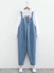 Gerade Plus Size Curve Jeans-Overalls in dunkler Waschung
