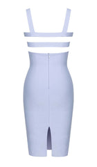 BANDAGE-MINIKLEID MIT TRÄGERN IN BLAU