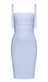 BANDAGE-MINIKLEID MIT TRÄGERN IN BLAU