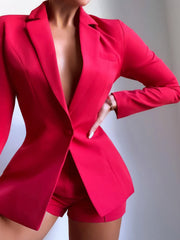 Blazers de mujer con solapa y manga larga con temperamento