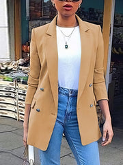 Solid Lapel Button Long Sleeve Blazers