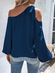 Chiffon Temperament Off Shoulder Tie Loose Blouse