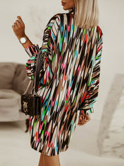 Colorful Long Sleeves Abstract Print Blouse