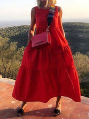 Lässiges ärmelloses Kleid mit Rundhalsausschnitt