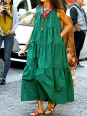 Lässiges ärmelloses Kleid mit Rundhalsausschnitt