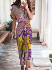 Vestido camisero informal con botones y estampado multicolor