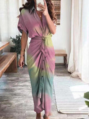 Vestido camisero informal con botones y estampado multicolor