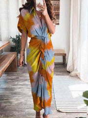 Vestido camisero informal con botones y estampado multicolor