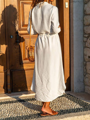 Langärmliges Hemdkleid mit Bindeknöpfen