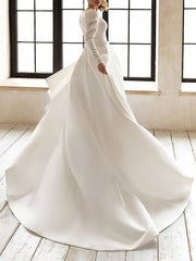 V-Neck Long Sleeve Swing Dress