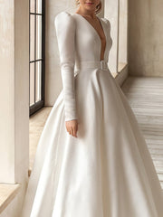 V-Neck Long Sleeve Swing Dress