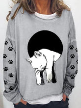Langärmliges Sweatshirt mit Katzen-Print