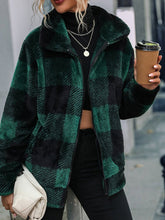 Double-Face Fleece Collar Plaid Jacket