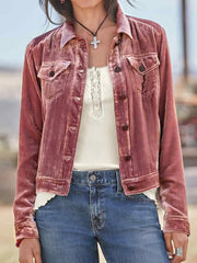 Cargojacke aus goldenem Samt mit Knopftasche