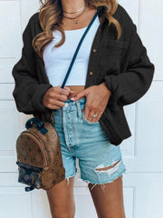 Chaqueta tipo gofre con bolsillos y botones sólidos