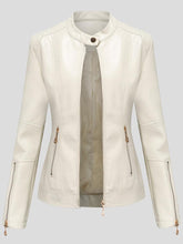 PU-Lederjacke mit Stehkragen und Reißverschluss