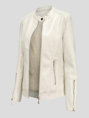 PU-Lederjacke mit Stehkragen und Reißverschluss