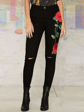 Denim Embroidered High Waist Jeans