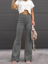 Pantalones acampanados ajustados de cintura media de color liso