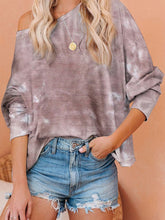 Camisetas sueltas de manga larga con efecto tie-dye degradado