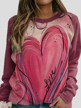 Round Neck Heart-Shaped Print Long Sleeve T-Shirt