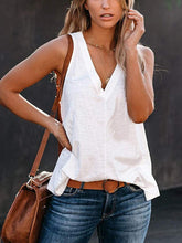 Oberteile Einfarbiges, bequemes, ärmelloses Tanktop mit V-Ausschnitt