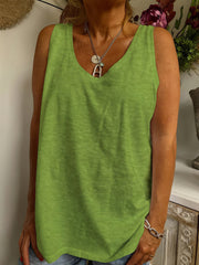Oberteile Einfarbiges, ärmelloses Tanktop mit V-Ausschnitt und Freizeit