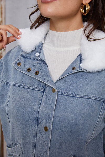 Jeansjacke mit Druckknopfkragen