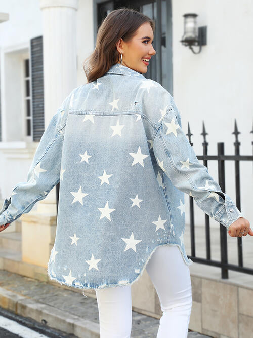 Jeansjacke mit Sternen und Taschen