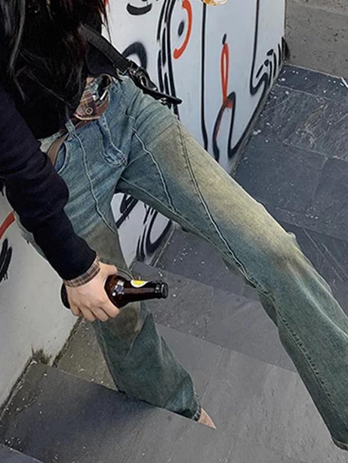 Vintage Distressed Splice Flare Jeans