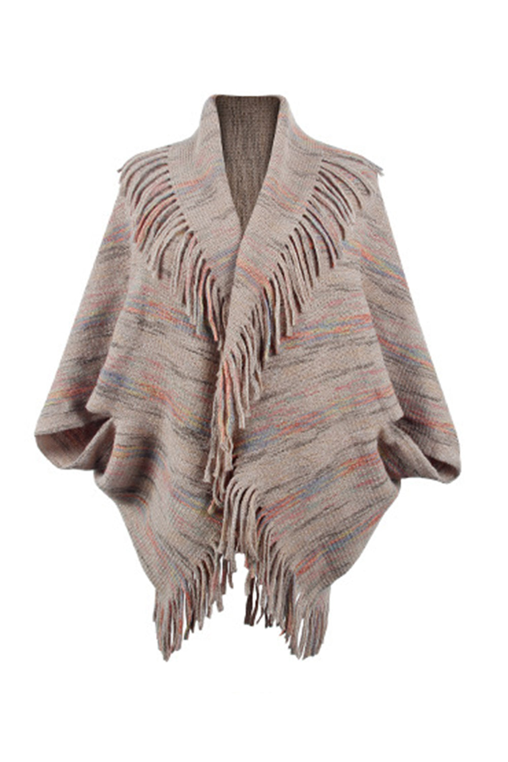 Poncho estampado con detalle de flecos