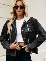 Jeansjacke mit Kapuze und Knopfleiste