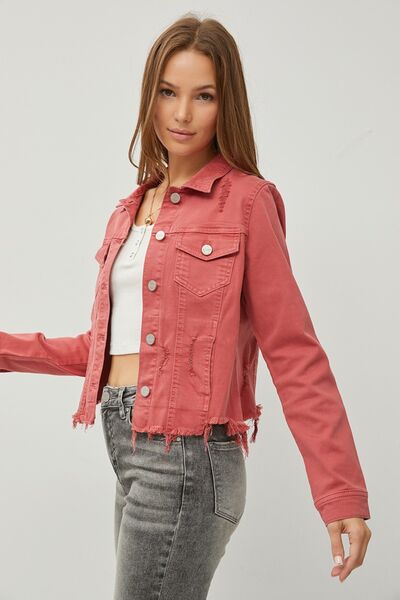 Chaqueta vaquera corta con botones y dobladillo sin rematar de RISEN