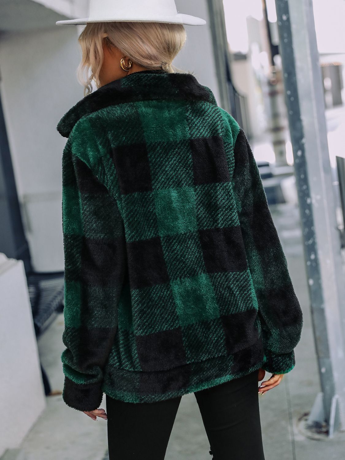 Karierte Jacke mit Reißverschlusskragen