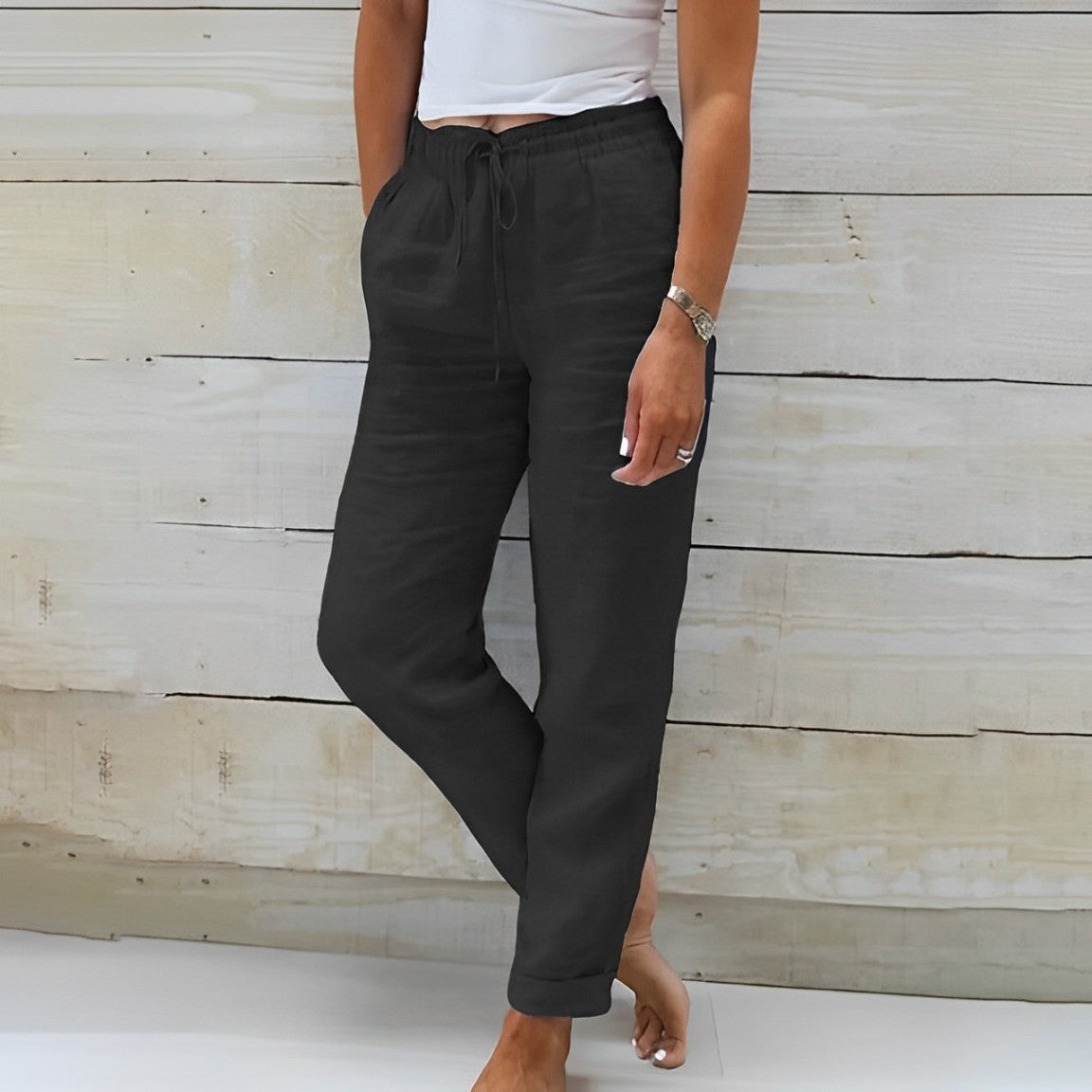 Monika | Elastische Leinenhose