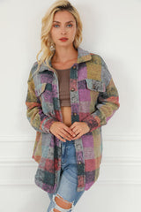 Karierte Jacke mit Kragen und Knopfleiste vorne