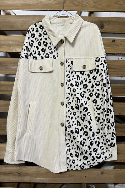 Jacke mit Leopardenmuster und überschnittenen Schultern