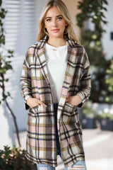 Karierte Longline-Jacke mit Taschen