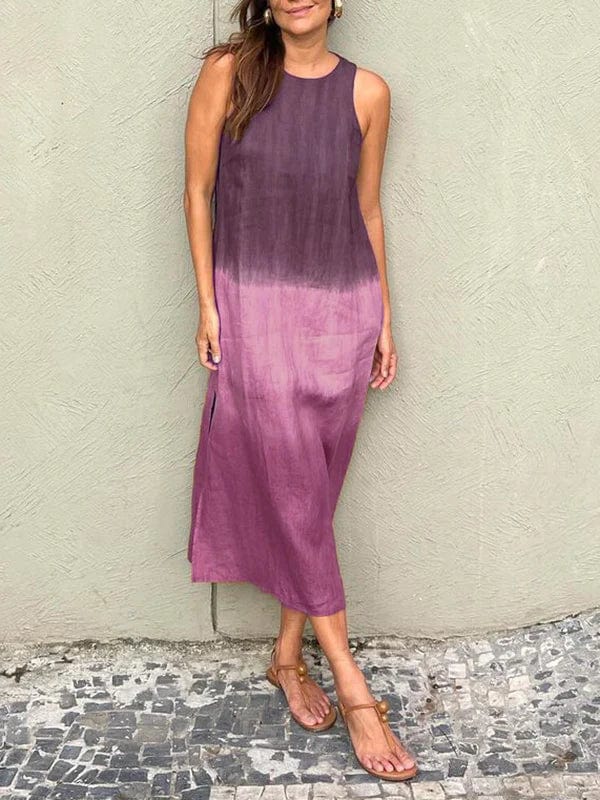 Women's casual cotton and linen sleeveless long dress