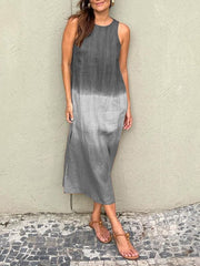 Women's casual cotton and linen sleeveless long dress