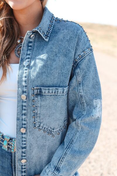 Jeansjacke mit Knopfleiste und offenem Saum